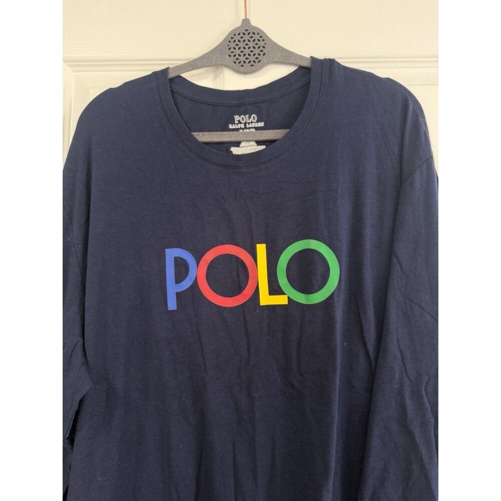 Polo Ralph Lauren XL Men's Navy Blue Logo Crew-Neck Long Sleeve Sleep T-Shirt
